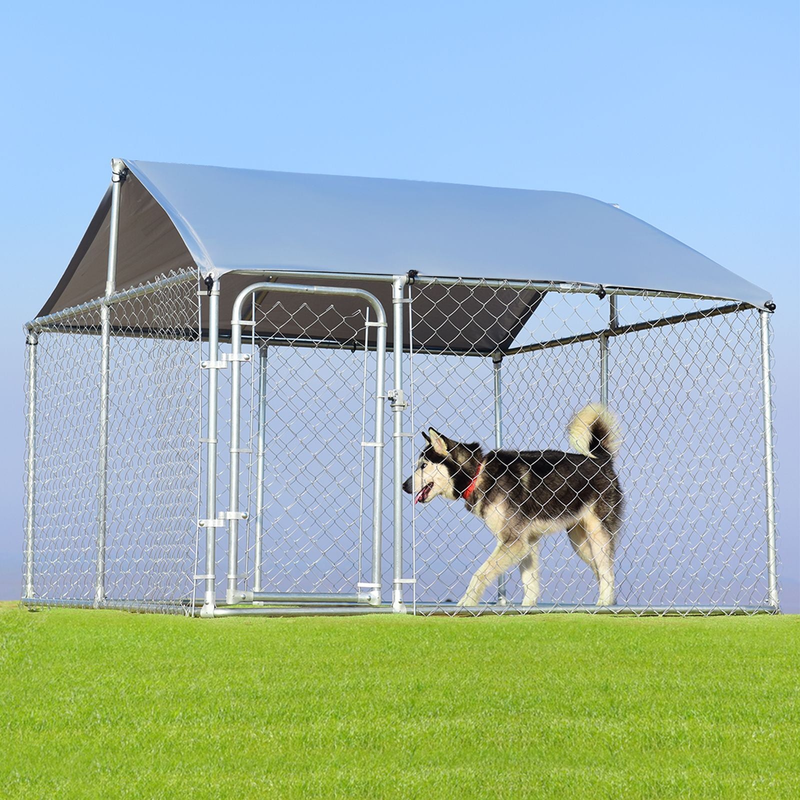 All-Weather Outdoor Pet Playpen with Roof and Access Door