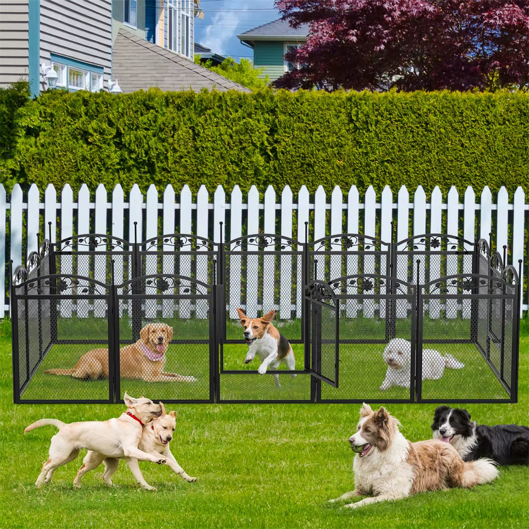 8 Panels DIY Heavy Duty Dog Playpen Pen Outdoor Indoor Dog Puppy Metal Fence with Waterproof Fertility Pad for Whelping,Training