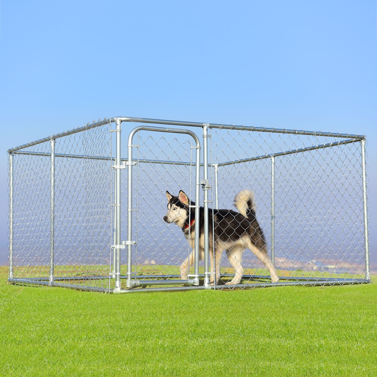 All-Weather Outdoor Pet Playpen with Roof and Access Door