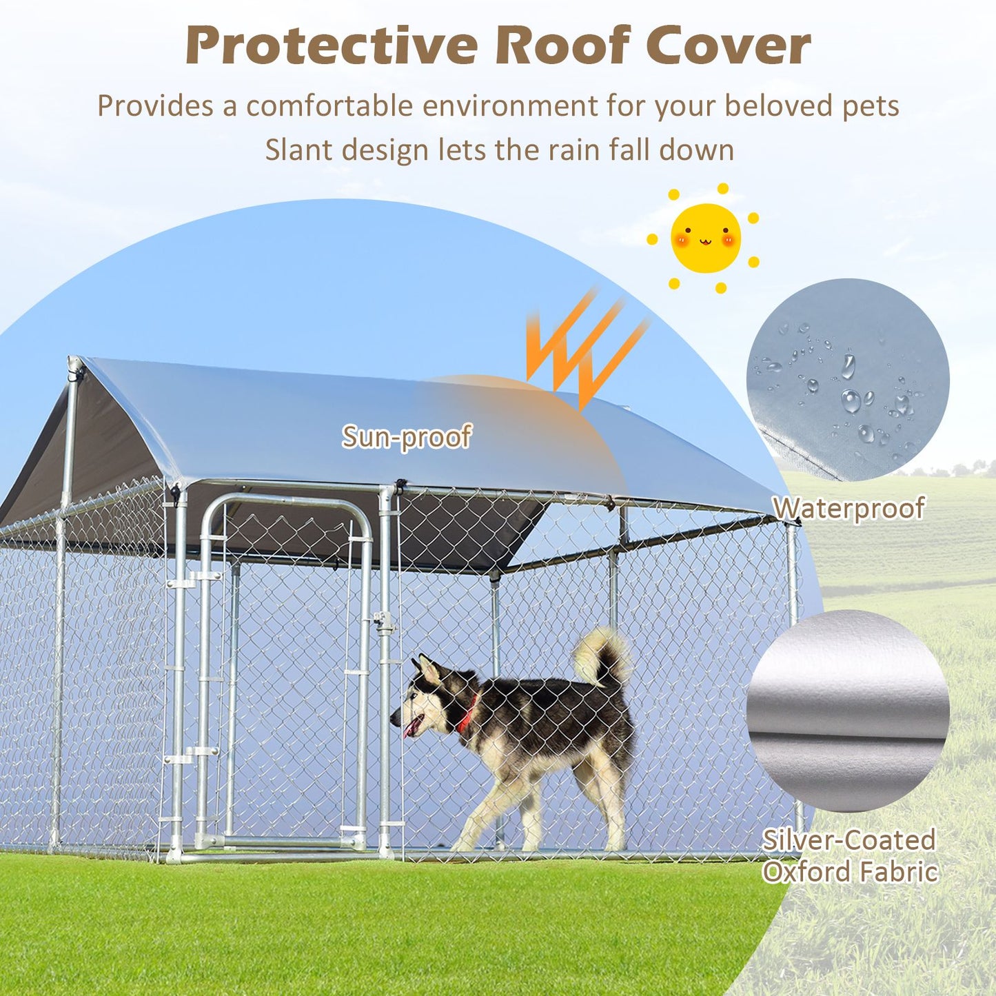 All-Weather Outdoor Pet Playpen with Roof and Access Door